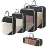 Organiseur valise cubes compression - 5 pices noir - convient pour voyage sac  dos rangement tiquette ...