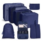 Organiseurs valise voyage - 8 pi�ces bleu marine cubes �tanches diff�rentes tailles - convient pour rangement ...