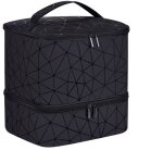 Organiseur de vernis � ongles - sac 30 flacons - nylon noir - poign�e renforc�e - double couche compartiments ...