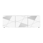 Oriana - meuble tv 3 portes finition blanc laqué weiss avec sérigraphies et miroirs Oriana - meuble tv 3 portes finition blanc laqué weiss avec sérigraphies et miroirs