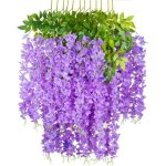 Ornements suspendus de glycine artificielle - ulisem - lot de 12 pi�ces - 58 cm de long - violet clair ...