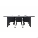 Oslo ensemble pour salle  manger table de salle  manger 100x220cm noir et 6 skagen chaise velours noir. ...