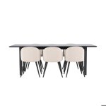 Oslo ensemble pour salle  manger table de salle  manger 100x220cm noir et 6 skagen chaise velours beige. ...