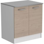Oslo meuble bas 2 portes + plan - décor chêne jackson - l 80 x p 60 x h 86 cm Oslo meuble bas 2 portes + plan - décor chêne jackson - l 80 x p 60 x h 86 cm