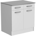 Oslo meuble bas 2 portes + 2 tiroirs + plan - blanc - l 80 x p 60 x h 86 cm