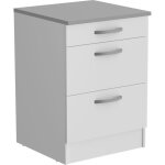 Oslo meuble bas 3 tiroirs + plan - dcor blanc - l 60 x p 60 x h 86 cm
