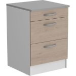 Oslo meuble bas 3 tiroirs + plan - dcor chne jackson - l 60 x p 60 x h 86 cm