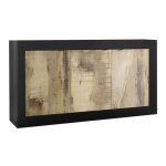 Otello - buffet 3 portes finition noir mat et aspect bois antik