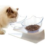 Ouble gamelle pour chat avec support sur�lev� gamelle pour chat domestique mangeoire � 15 � inclin�e ...