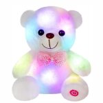 Ours en peluche lumineux � led - blanc - veilleuse douce - 203 cm