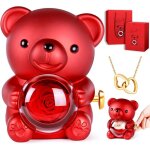 Ours rose eternelle avec collier compris bo�te - f�te des m�res cadeau unique pour cadeau femme saint ...