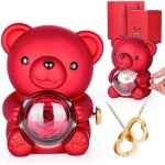 Ours en roses prserves bote et collier de roses rotatives en fleurs prserves fte des mresmariagecadeau ...