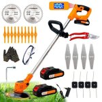Outigo dbroussailleuse lectrique sans fil - tondeuse  gazon sans fil - 4 types de lames - 2 batteries ...