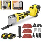 Outil oscillant �lectrique sans fil outil multifonction + 22x accessoires - mellwin - 2x 1. 5ah batteries ...