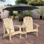 Chaise de jardin outsunny adirondack avec table et parasol pour 2 personnes salon de jardin pour balcon ...