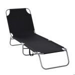 Outsunny - chaise longue transat - m�tal - 187x55x24cm - noir