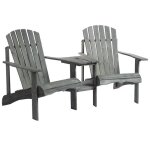 Outsunny - fauteuils de jardin adirondack - bois de sapin - 178x87x92cm - gris