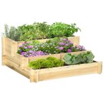 Carr� potager de jardin - outsunny - en escalier 3 niveaux - en bois massif - 93 x 93 x 35 cm - effet ...