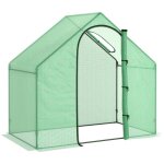 Serre de jardin - outsunny - pe balcon b�che renforc�e porte zipp�e enroulable - acier - 180x100x168cm ...