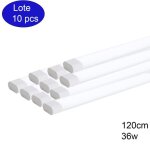 Pack de 10 luminaires led 120cm 36w 4500lm 6000k blanc froid bo�tier blanc diffuseur mat antireflet.