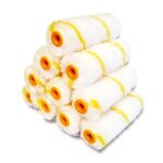 Pack 10 manchons mini rouleaux pattes de lapin rayes jaune polyamide 11 cm peinture plinthes radiateurs ...