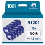 Pack de 10 rubans compatible avec dymo letratag 91201 noir sur blanc
