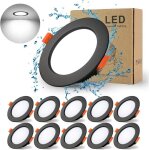 Pack de 10 spots led encastrables noirs extra plats 7w pour salle de bain et cuisine