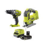 Pack 18v ryobi perceuse - visseuse r18dd3 - 0 - scie sauteuse r18js - 0 - batterie 2. 0ah et chargeur ...