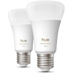Pack de 2 ampoules led connect�es a60 - philips hue - lumi�re blanche chaude - culot e27 - 81w - 1000 ...