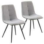 Pack de 2 chaises prado tissu et simili cuir gris