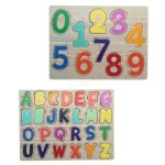 Pack de 2 puzzles en bois jouet ducatif et montessori pour enfants lettres a - z et chiffres 0 - 9 ds ...