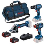 Pack 3 outils 18v gsb / gdx / gws - bosch - avec 2 batteries 5. 5ah - chargeur - sac - 0615990n31