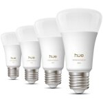 Pack de 4 ampoules led connect�es a60 - philips hue - lumi�re blanche chaude - culot e27 - 6w - 1000 ...