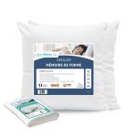 Pack 4 pices : lot de 2 oreillers mmoire de forme + 2 sous - taies en coton ? fabriqus en france ? ...