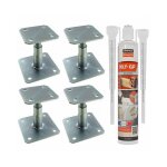 Pack 4 pieds de poteau rglable apb100 / 150 + 1 scellement chimique beige multi - matriaux poly - gp ...
