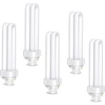 Pack de 5 ampoules tube plc g24d - 3 2 broches 26w lumire blanc froid 6500k 1600lm tube double tour ...