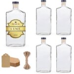 Pack de 5 bouteilles en verre 500ml avec bouchons argents scells idales pour huiles boissons et produits ...