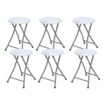 Tabouret pliant - 7house - lot de 6 - r�sine et acier - 31x45 cm - blanc