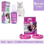 Pack anti - stress chat ? 2 colliers et spray phromone valriane