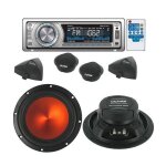 Pack autoradio cd / mp3 4x80w + kit haut - parleurs 16cm 600w Pack autoradio cd / mp3 4x80w + kit haut - parleurs 16cm 600w