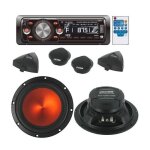 Pack autoradio cd / mp3 4x80w + kit haut - parleurs 16cm 600w Pack autoradio cd / mp3 4x80w + kit haut - parleurs 16cm 600w
