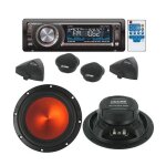 Pack autoradio cd / usb 4x80w + kit haut - parleurs 16cm 600w