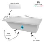 Pack baignoire rectangulaire calos 2. 0 novellini avec pieds + repose tête + vidage dimensions 170x80 ... Pack baignoire rectangulaire calos 2. 0 novellini avec pieds + repose tête + vidage dimensions 170x80 ...
