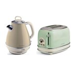 Pack ariete 1 bouilloire electrique 1l sans fil vintage beige + 1 grille - pain 2 fentes thermostat 6 ...