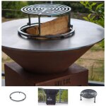 Pack printemps brasero plancha barbecue auvergnat rond corten simple cuve 62x76cm - sans rangement bois ...