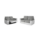 Pack - canap� de relaxation ross �lectrique 2 et 3 places en tissu et simili - blanc / gris