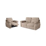 Pack - canap de relaxation ross lectrique 3 places et fauteuil en velours ctel - taupe