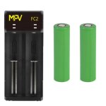Pack chargeur accu fc2 usb 1a avec 2 accus 18650 vtc6 3000mah lion