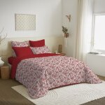 Pack complet housse de couette - brengre - 260x240 cm - 100% coton - king size - rouge