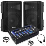 Pack dj sono ibiza 2 enceintes actives xtk15a - mkii 15 600w - table mixage bluetooth djm102 - bt usb ...